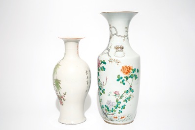 Twee Chinese famille rose vazen, 19/20e eeuw